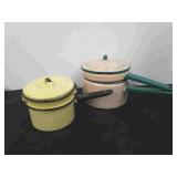 Vintage enamel steamer and double boiler