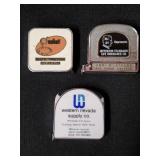 3 Vintage Miniature Advertising Tape Measures