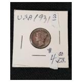 1931 S Mercury Silver Dime *Please See