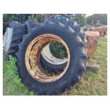 4 dual wheels with 18.4-38 tractor tires