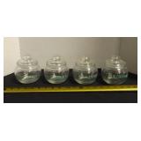 (4) Clear Glass Jars with Lids- Sayings applied