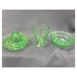 Vintage Uranium Glass Goblet & Anchor Hocking