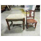 Vintage Footstool, Wooden Kids Chair