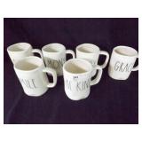 6 Rae Dunn Coffee Mugs GRACE, BE KIND, FAMILY