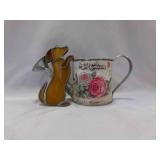 Belle Fleurs Metal Watering Can & Stained Glass