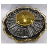 Brass & Glass Spinning Lazy Susan Serving Dish