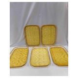 5 Bamboo Woven Serving Trays Stackable