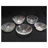 5 Vintage Beautiful Variety of Glass/Crystal Bowls