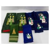 Navy Blue Snowman Hand Towels & Hunter Green