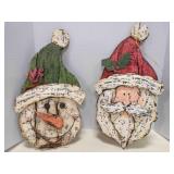 2 Christmas wood Santa/Snowman