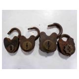 4 Antique Iron Locks