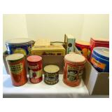 2 Boxes, assorted containers, some vintage