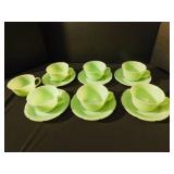 Jadeite Cups & Saucers (6+1)