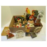 Assorted Chicken dï¿½cor and collectibles