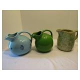 3 Pitchers, Blue pitcher maker "USA"