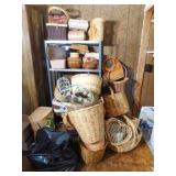 Selection of Baskets, various styles + Metal Shelf