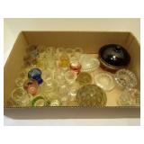 Assorted shot glasses and glass containers/dishes