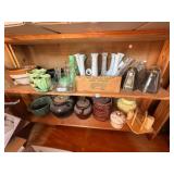 2 shelves, pots, dï¿½cor, vases