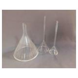 Vintage Laboratory Supplies 3 Glass Funnels