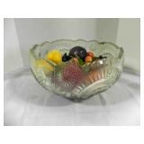 Vintage Pinwheel and Star Punch Bowl w/ Fake Fruit