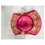 Vintage Cranberry Glass Decorative Bowl