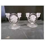 2 Vintage Indiana Glass Candle Holders