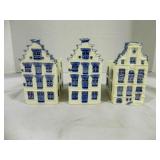 3 Vintage Delft Blue Planters