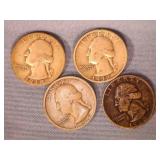 4 Washington Nickels; 1938S (2), 1934D, 1937S