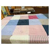 80"x80" Vintage Blue Red Quilt