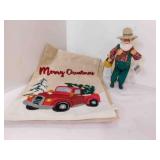 72" Christmas Table Runner - Fishing Santa Figure