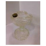 Vintage Clear Glass Oil Lamp Pedestal Base & Cap