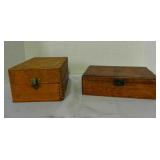 2) Vintage Wooden Keepsake Boxes