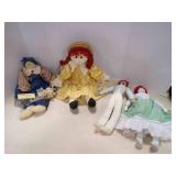 4 Vintage Rag Dolls-Stuffed Couple, Olga Priscilla