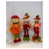 3 Stand Up Scarecrows Dolls - 24" Tall