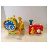 2 Vintage Sesame Street Talking Clock & Radio