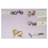 5 Pairs Vintage Cufflinks-Krementz, B&W,