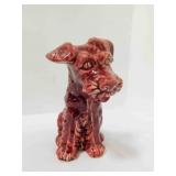 Burgundy/Pink USA Pottery Puppy Planter Scotty?