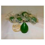 10 vintage wood spinning tops green color 3"