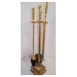 Brass Fireplace Tool Set, Lion Figure Handles