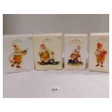 4 Hallmark Santa ornaments Toy Maker Santa Blue