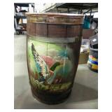 vintage wood apple barrel w/hand painted duck