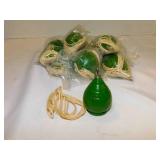 10 vintage wood spinning tops green color 3"