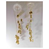 (2) Vintage Gold Christmas Bells Hanging