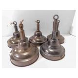 Set of 5 Vintage Brass Hanging Light Fixture