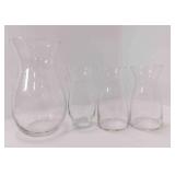 Set of 4 Clear Glass Vases