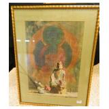 Print, Oriental Depiction, Matted & Framed