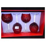 Coldwater Creek Goblets, 8" h, Red w/clear glass