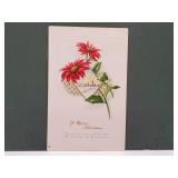 Merry Christmas Poinsettia Embossed Postcard