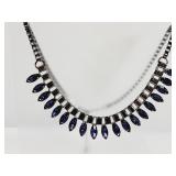 Depp Blue Crystal Necklace 22" long