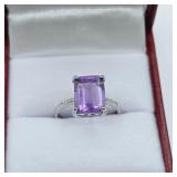 Sterling Silver Natural Amethyst 5ct Size 7